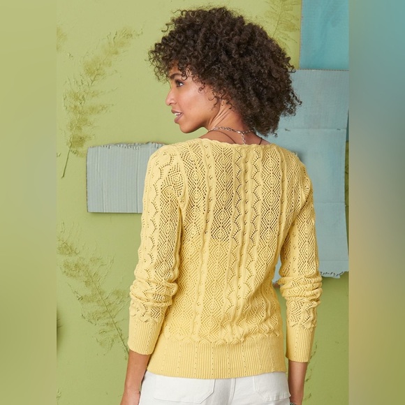 Sundance | Meadow Mornings Sweater Lemonade Yellow Pointelle Sz S - Picture 2 of 9